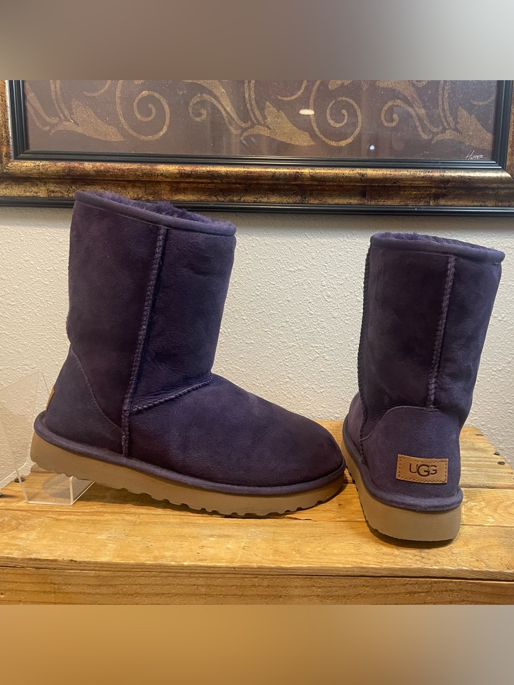 UGG Classic Short Purple Suede Boots Women’s Size 9